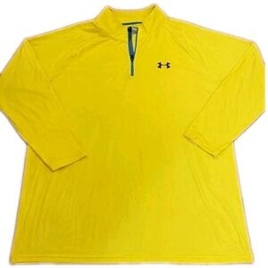Under Armour 1/4 Zip Pullover Mens XL Yellow HeatGear Athletic Shirt